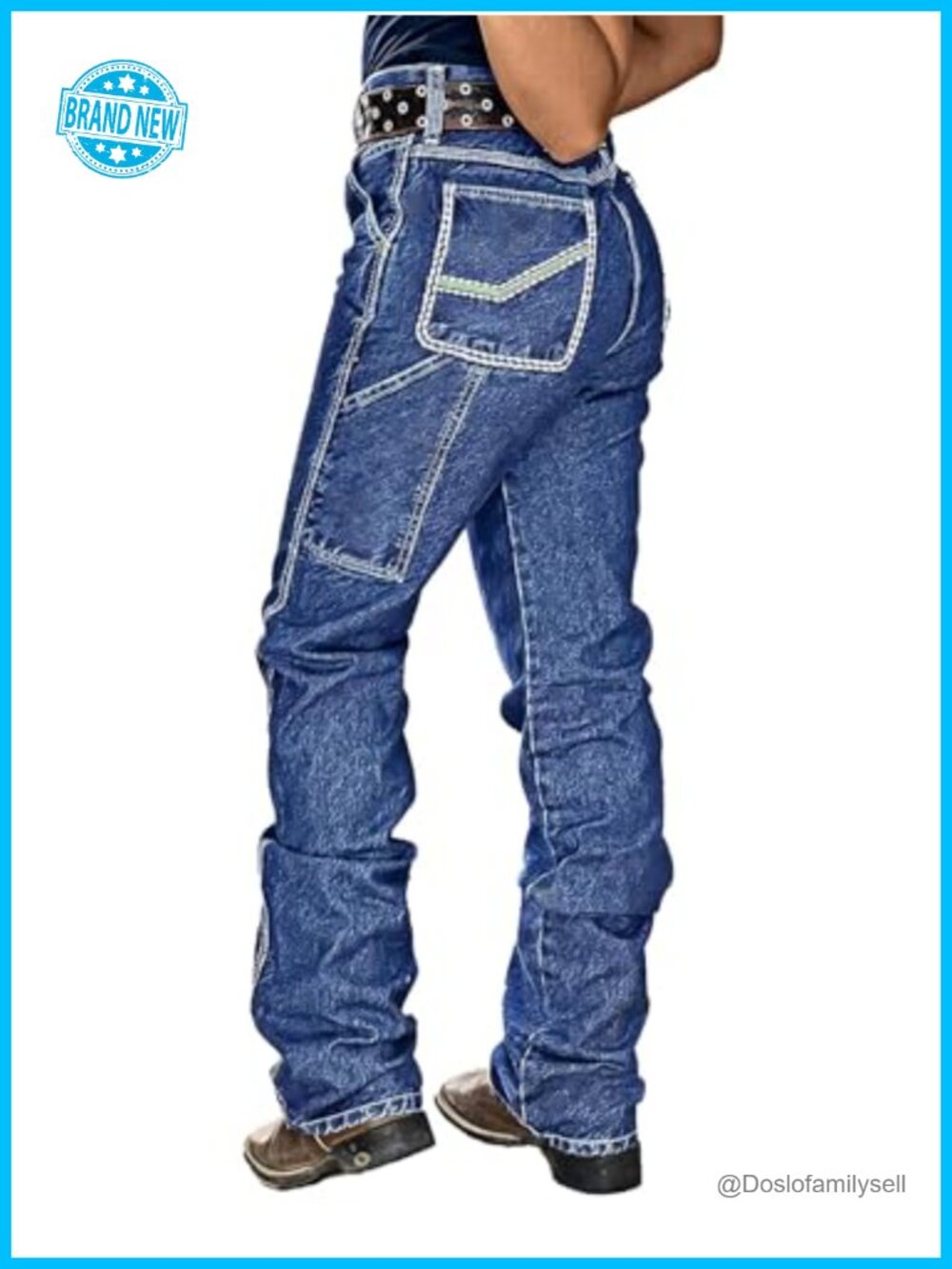 Women's Mid Rise Stretchy Boot Cut Jeans Embroidered Denim